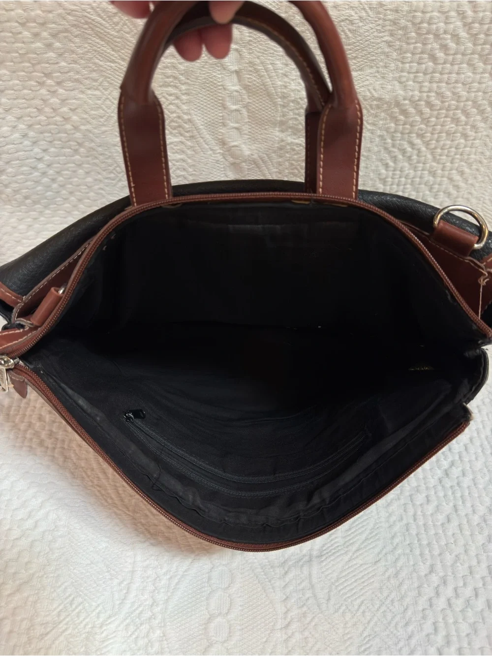 Esprit Briefcase Laptop Bag Black Brown Vintage 90s